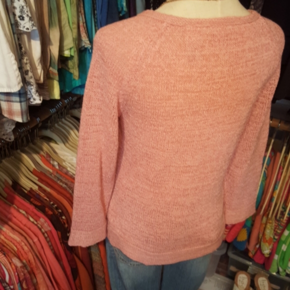 VILLAGER  ♡ Gorgeous Vintage Soft Pink 3/4 Length Button Down Cardigan Sweater S - Picture 7 of 14